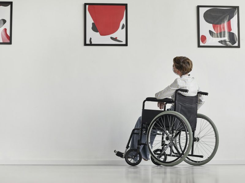 Disabled Woman Visiting Art Museum